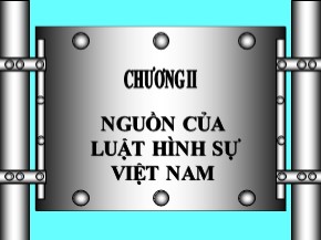 Bài giảng Luật Hình sự Việt Nam - Chương II: Nguồn của luật hình sự Việt Nam
