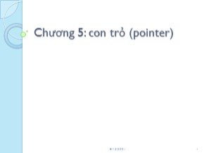 Bài giảng Kỹ thuật lập trình - Chương 5: Con trỏ (pointer)