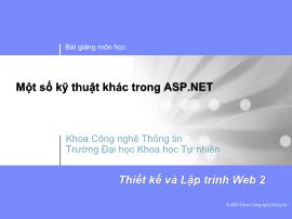 Bài giảng Thiết kế và lập trình Web 2: Một số kỹ thuật khác trong ASP.NET