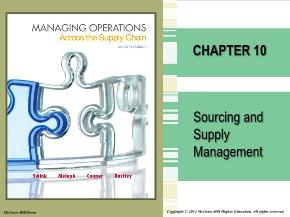 Bài giảng môn học Quản trị kinh doanh - Chapter 10: Sourcing and supply management