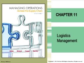 Bài giảng môn học Quản trị kinh doanh - Chapter 11: Logistics management