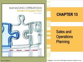 Bài giảng môn học Quản trị kinh doanh - Chapter 13: Sales and operations planning