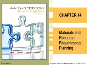 Bài giảng môn học Quản trị kinh doanh - Chapter 14: Materials and resource requirements planning