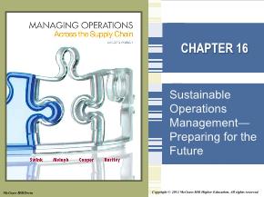 Bài giảng môn học Quản trị kinh doanh - Chapter 16: Sustainable operations management — Preparing for the future