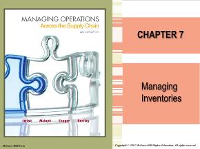 Bài giảng môn học Quản trị kinh doanh - Chapter 7: Managing inventories