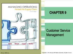 Bài giảng môn học Quản trị kinh doanh - Chapter 9: Customer service management