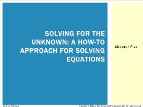 Bài giảng môn học Quản trị kinh doanh - Chapter five: Solving for the unknown: a how-To approach for solving equations