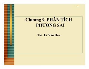 Bài giảng môn Thống kê kinh doanh - Chương 9: Phân tích phương sai