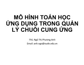 Giáo trình môn Quản trị chuỗi cung ứng - Mô hình toán học ứng dụng trong quản lý chuỗi cung ứng