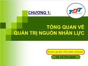 Quản trị chất lượng - Chương 1: Tổng quan về quản trị nguồn nhân lực