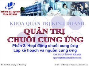 Quản trị chuỗi cung ứng - Phần học 2: Hoạt động chuỗi cung ứng lập kế hoạch và nguồn cung ứng