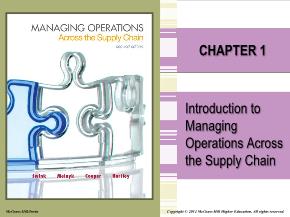 Quản trị kinh doanh - Chapter 1: Introduction to managing operations across the supply chain