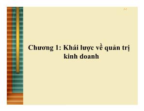 Quản trị kinh doanh - Chương 1: Khái lược về quản trị kinh do