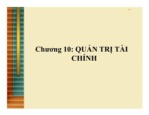 Quản trị kinh doanh - Chương 10: Quản trị tài chính