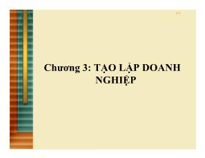 Quản trị kinh doanh - Chương 3: Tạo lập doanh nghiệp