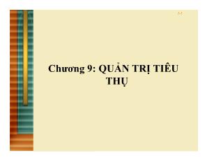 Quản trị kinh doanh - Chương 9: Quản trị tiêu thụ