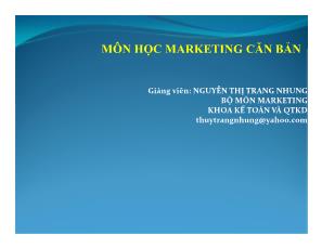 Bài giảng Môn học marketing căn bản