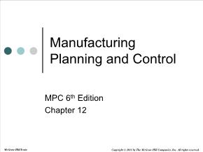 Bài giảng môn Quản trị kinh doanh - Chapter 12: Manufacturing planning and control