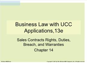 Bài giảng môn Quản trị kinh doanh - Chapter 14: Business law with ucc applications,13e