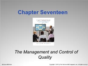 Bài giảng môn Quản trị kinh doanh - Chapter seventeen: The management and control of quality