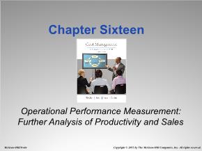 Bài giảng môn Quản trị kinh doanh - Chapter sixteen: Operational performance measurement: further analysis of productivity and sales