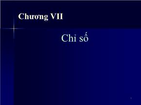 Bài giảng môn Quản trị kinh doanh - Chương VII: Chỉ số