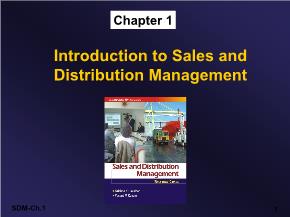 Marketing bán hàng - Chapter 1: Introduction to sales and distribution management