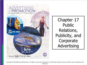 Marketing bán hàng - Chapter 17: Ppublic relations, publicity, and corporate advertising