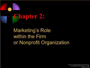 Marketing bán hàng - Chapter 2: Marketing’s role within the firm or nonprofit organization