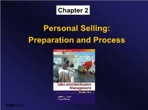 Marketing bán hàng - Chapter 2: Personal selling: Preparation and process