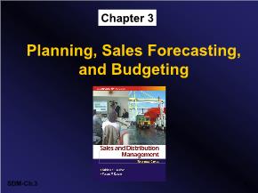 Marketing bán hàng - Chapter 3: Planning, sales forecasting, and budgeting