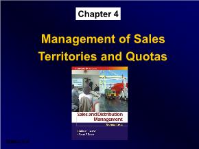 Marketing bán hàng - Chapter 4: Management of sales territories and quotas