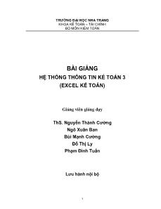 Bài giảng hệ thống thông tin kế toán 3 (excel kế toán)