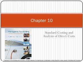 Bài giảng môn Kế toán, kiểm toán - Chapter 10: Standard costing and analysis of direct costs