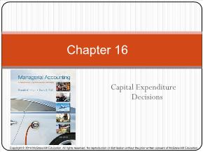 Bài giảng môn Kế toán, kiểm toán - Chapter 16: Capital expenditure decisions