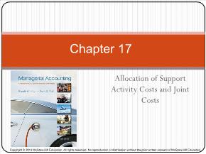 Bài giảng môn Kế toán, kiểm toán - Chapter 17: Allocation of support activity costs and joint costs