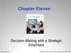 Bài giảng môn Quản trị kinh doanh - Chapter eleven: Decision making with a strategic emphasis