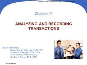 Kế toán, kiểm toán - Chapter 02: Analyzing and recording transactions