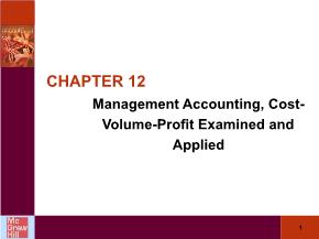 Kế toán, kiểm toán - Chapter 12: Management accounting, cost - Volume - profit examined and applied