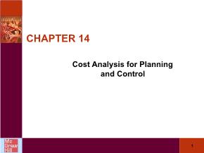 Kế toán, kiểm toán - Chapter 14: Cost analysis for planning and control