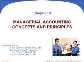 Kế toán, kiểm toán - Chapter 18: Managerial accounting concepts and principles