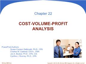 Kế toán, kiểm toán - Chapter 22: Cost - Volume - profit analysis