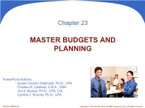 Kế toán, kiểm toán - Chapter 23: Master budgets and planning