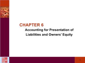 Kế toán, kiểm toán - Chapter 6: Accounting for presentation of liabilities and owners’ equity