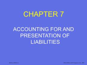 Kế toán, kiểm toán - Chapter 7: Accounting for and presentation of liabilities