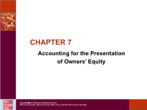 Kế toán, kiểm toán - Chapter 7: Accounting for the presentation of owners’ equity