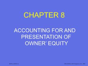 Kế toán, kiểm toán - Chapter 8: Accounting for and presentation of owner’ equity