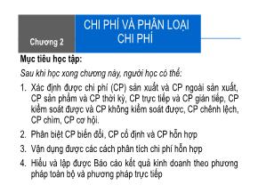 Kế toán, kiểm toán - Chương 2: Chi phí và phân loại chi phí