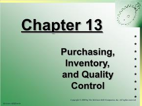 Kinh doanh marketing - Chapter 13: Purchasing, inventory, and quality control