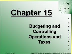 Kinh doanh marketing - Chapter 15: Budgeting and controlling operations and taxes